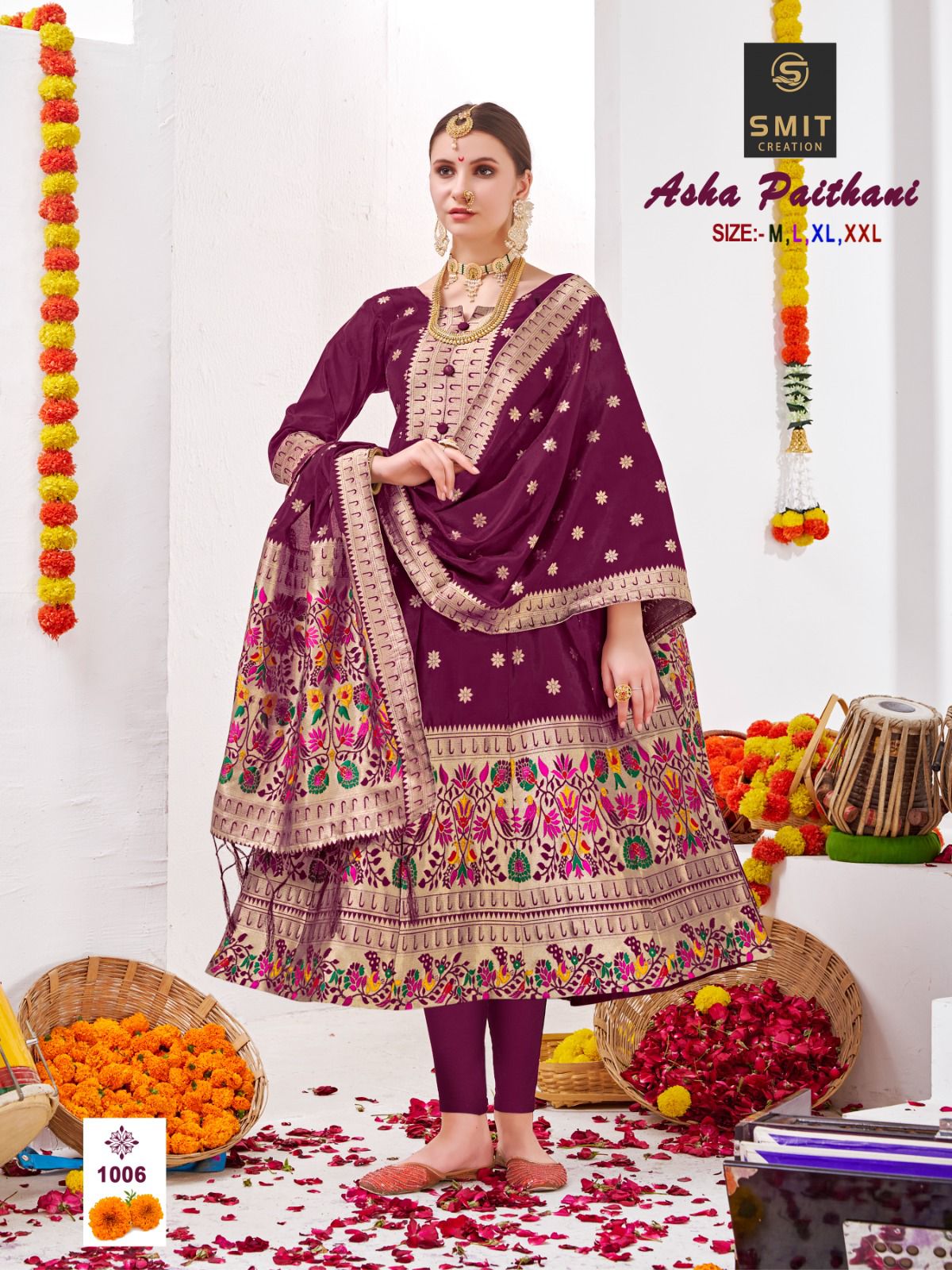 Smit Asha Paithani Festive Wear Wholesale Anarkali Kurtis With Dupatta